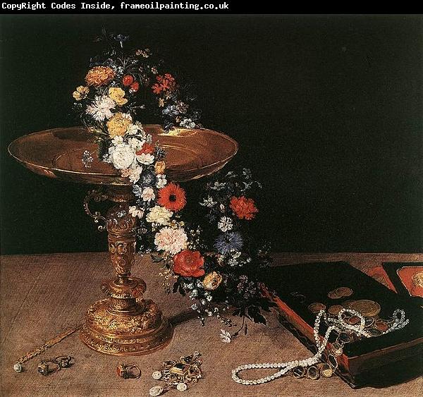 Jan Brueghel Still-Life with Garland of Flowers and Golden Tazza